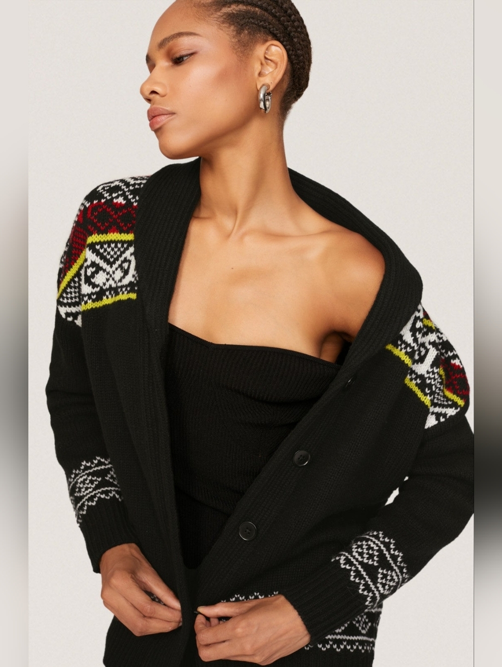 The Kooples Wool Multi Print Cardigan Size 0 (Us Size 2 Or XS) EUC